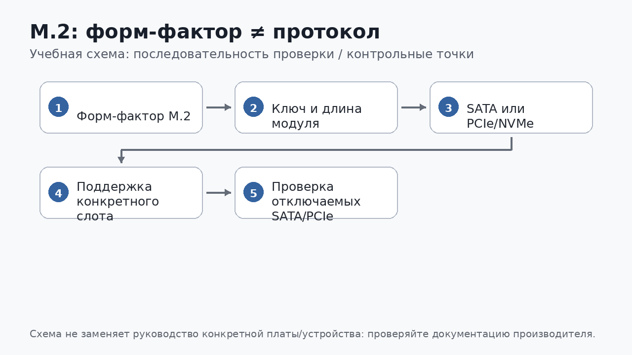 Учебная схема к уроку 03.7: M.2: форм-фактор ≠ протокол