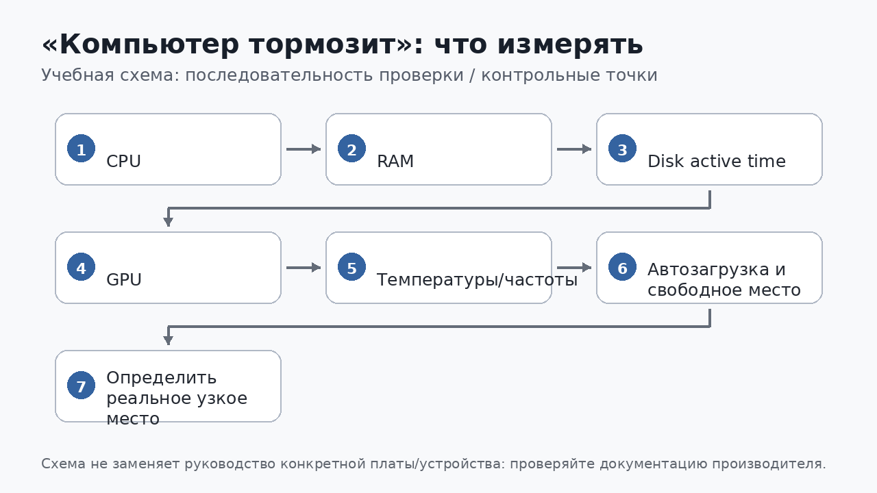 Учебная схема к уроку 14.7: «Компьютер тормозит»: что измерять