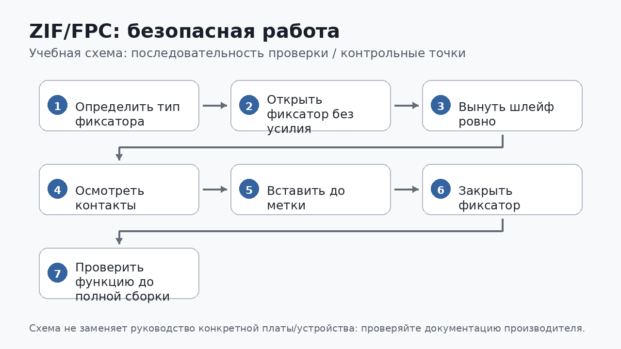 Учебная схема к уроку 17.5: ZIF/FPC: безопасная работа